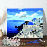 DIY Paint By Numbers Blue Sea Beach Oil Painting Zero Basis HandPainted Home Decor Canvas Drawing