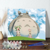 DIY Paint By Numbers Grey Totoro Oil Painting Zero Basis HandPainted Home Decor Canvas Drawing