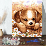 DIY Paint By Numbers Cute Dog Oil Painting Zero Basis HandPainted Home Decor Canvas Drawing