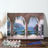 DIY Paint By Numbers Colorful Holiday Resort Oil Painting Zero Basis HandPainted Home Decor Canvas Drawing