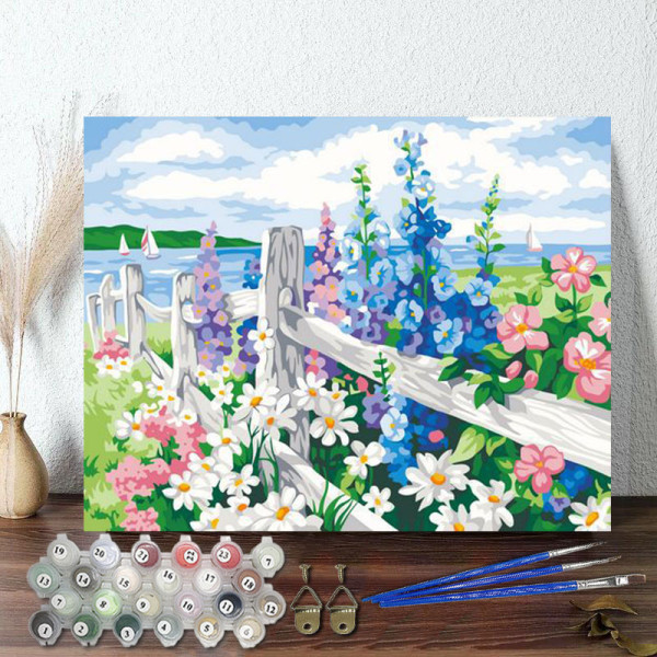 DIY Paint By Numbers Colorful Flowers Oil Painting Zero Basis HandPainted Home Decor Canvas Drawing