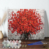 DIY Paint By Numbers Red Petal Oil Painting Zero Basis HandPainted Home Decor Canvas Drawing