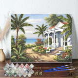 DIY Paint By Numbers Colorful Beach White Palace Oil Painting Zero Basis HandPainted Home Decor Canvas Drawing