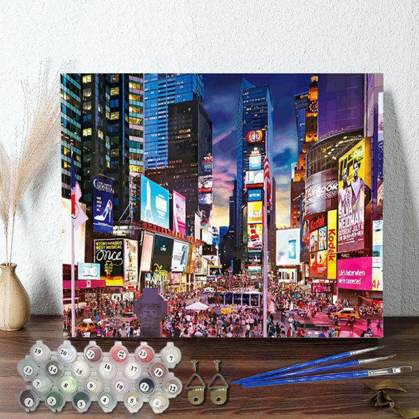 DIY Paint By Numbers Colorful Bustling City Oil Painting Zero Basis HandPainted Home Decor Canvas Drawing