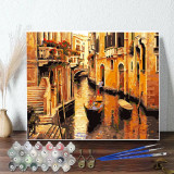 DIY Paint By Numbers Colorful Town Oil Painting Zero Basis HandPainted Home Decor Canvas Drawing