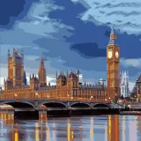DIY Paint By Numbers London Bridge London Big Ben Tower Oil Painting Zero Basis HandPainted Home Decor Canvas Drawing