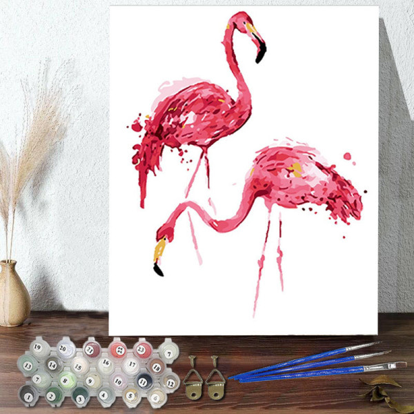 DIY Paint By Numbers Colorful Flamingo Oil Painting Zero Basis HandPainted Home Decor Canvas Drawing