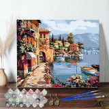 DIY Paint By Numbers Colorful Town Oil Painting Zero Basis HandPainted Home Decor Canvas Drawing