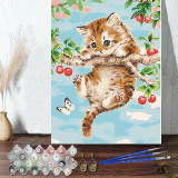 DIY Paint By Numbers Cute Cat Oil Painting Zero Basis HandPainted Home Decor Canvas Drawing
