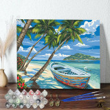 DIY Paint By Numbers Colorful Seascape Oil Painting Zero Basis HandPainted Home Decor Canvas Drawing