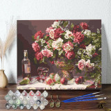 DIY Paint By Numbers Colorful Rose Wine Oil Painting Zero Basis HandPainted Home Decor Canvas Drawing