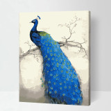 DIY Paint By Numbers Colorful Blue Peafowl Oil Painting Zero Basis HandPainted Home Decor Canvas Drawing