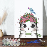 DIY Paint By Numbers Cute Cat Oil Painting Zero Basis HandPainted Home Decor Canvas Drawing