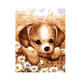 DIY Paint By Numbers Cute Dog Oil Painting Zero Basis HandPainted Home Decor Canvas Drawing