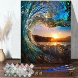 DIY Paint By Numbers Colorful Sunset Oil Painting Zero Basis HandPainted Home Decor Canvas Drawing