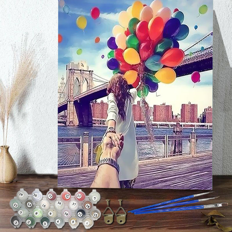 DIY Paint By Numbers London Bridge Balloon Oil Painting Zero Basis HandPainted Home Decor Canvas Drawing