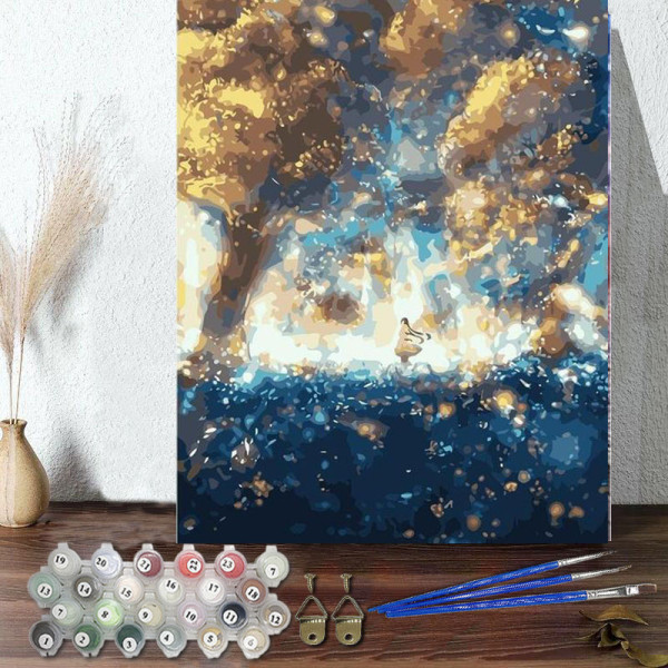 DIY Paint By Numbers Colorful Star Sky Oil Painting Zero Basis HandPainted Home Decor Canvas Drawing