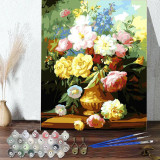 DIY Paint By Numbers Colorful Flower Oil Painting Zero Basis HandPainted Home Decor Canvas Drawing