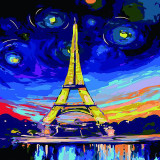 DIY Paint By Numbers Colorful Eiffel Tower Oil Painting Zero Basis HandPainted Home Decor Canvas Drawing