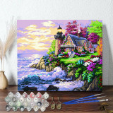 DIY Paint By Numbers Colorful Castle Oil Painting Zero Basis HandPainted Home Decor Canvas Drawing