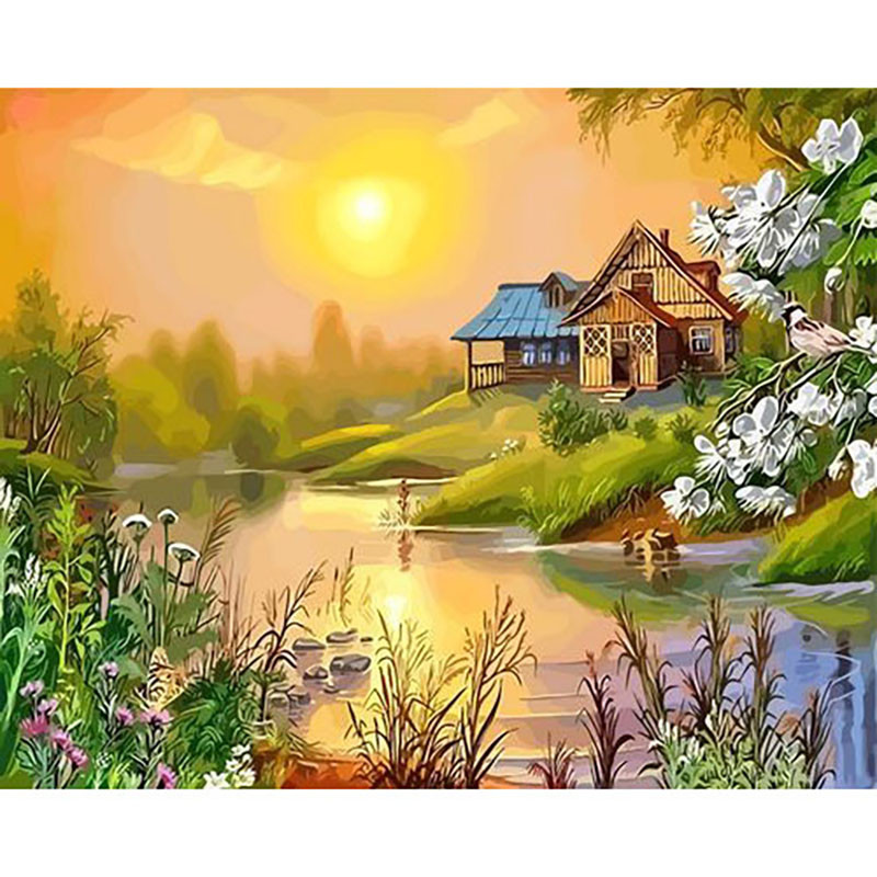 DIY Paint By Numbers Colorful Sunrise Oil Painting Zero Basis