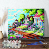 DIY Paint By Numbers Colorful Castle Oil Painting Zero Basis HandPainted Home Decor Canvas Drawing