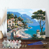 DIY Paint By Numbers Blue Sea Beach Oil Painting Zero Basis HandPainted Home Decor Canvas Drawing