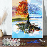 DIY Paint By Numbers Lift Tree Oil Painting Zero Basis HandPainted Home Decor Canvas Drawing
