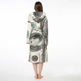 Print USA Dollars Soft Bathrobe Sleepwear Comfortable Loungewear With Hooded