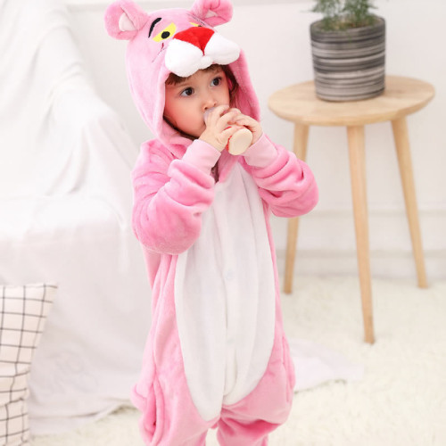 Family Kigurumi Pajamas Pink Leopard Onesie Cosplay Costume Pajamas For Kids and Adults