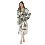 Print USA Dollars Soft Bathrobe Sleepwear Comfortable Loungewear