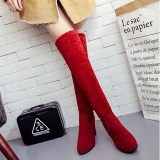 Women Over The Knee High Suede Snow Boots Winter Thigh High Tie Pointy Boots