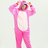 Family Kigurumi Pajamas Cartoon Pink Stitch Animal Onesie Cosplay Costume Pajamas For Kids and Adults