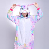 Family Kigurumi Pajamas Rainbow Rabbit Stars Animal Onesie Cosplay Costume Pajamas For Kids and Adults