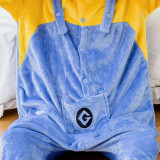 Family Kigurumi Pajamas Yellow Cartoon Minions Onesie Cosplay Costume Pajamas For Kids and Adults