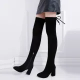 Women Classic Zipper Sexy Over The Knee Suede 8cm High Heel Boots