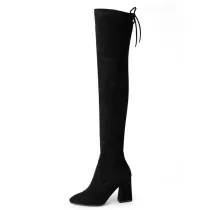 Women Classic Zipper Sexy Over The Knee Suede 8cm High Heel Boots
