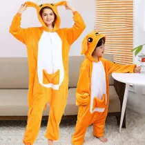 Family Kigurumi Pajamas Orange Kangaroo Animal Onesie Cosplay Costume Pajamas For Kids and Adults