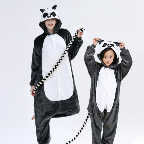 Family Kigurumi Pajamas Grey Lemur Catta Animal Onesie Cosplay Costume Pajamas For Kids and Adults
