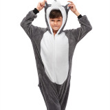 Family Kigurumi Pajamas Grey Husky Dog Animal Onesie Cosplay Costume Pajamas For Kids and Adults