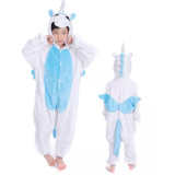 Family Kigurumi Pajamas Blue and White Unicorn Onesie Cosplay Costume Pajamas For Kids and Adults