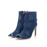 Women's Fashion Stretch Denim Peep-toe High Heels Boots Booties