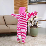 Family Kigurumi Pajamas Pink Stripes Cheshire Cat Animal Onesie Cosplay Costume Pajamas For Kids and Adults