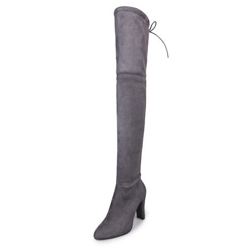 Classic Over The Knee High Suede Women Boots Winter Thigh High Pointy Boots