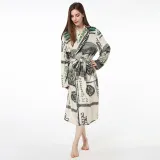 Print USA Dollars Soft Bathrobe Sleepwear Comfortable Loungewear