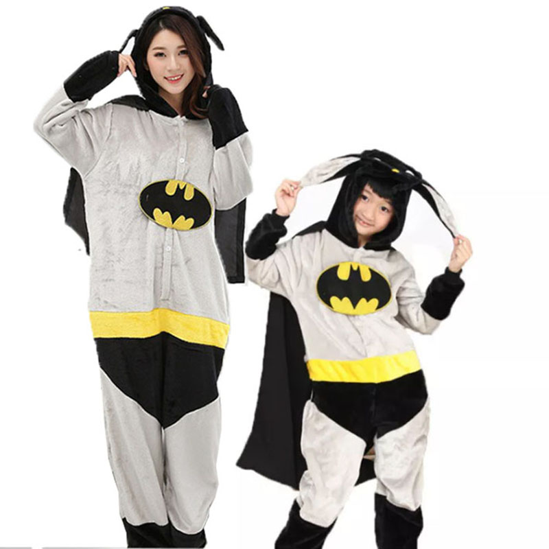 Family Kigurumi Pajamas Grey Bat Man Rabbit Animal Onesie Cosplay Costume Pajamas For Kids and Adults
