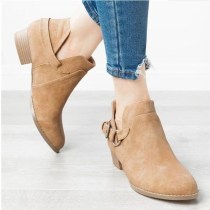Women's Outside Shoes Martin Pointed Toe Belt Non-slip Suede Boots