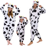 Family Kigurumi Pajamas White and Black Cow Animal Onesie Cosplay Costume Pajamas For Kids and Adults