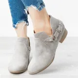 Women's Outside Shoes Martin Pointed Toe Belt Non-slip Suede Boots