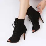 Women's Fashion Peep-toe Open Toe Gladiator Lace Up High Heels Boots